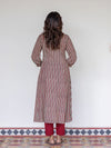 Terracotta Striped Handblock A-Line Kurta (PR)