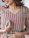 Terracotta Striped Handblock A-Line Kurta (PR)