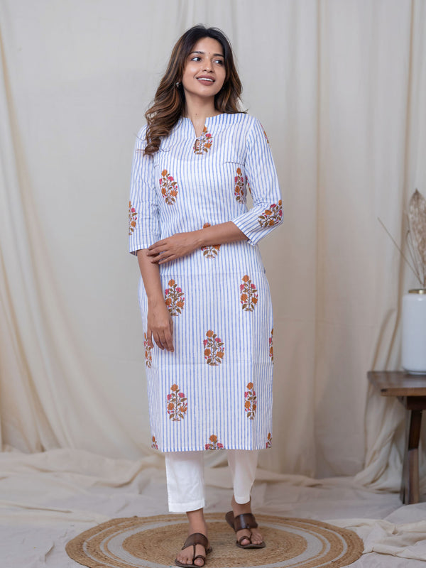 Blue Blossom Stripe Kurta (PR)