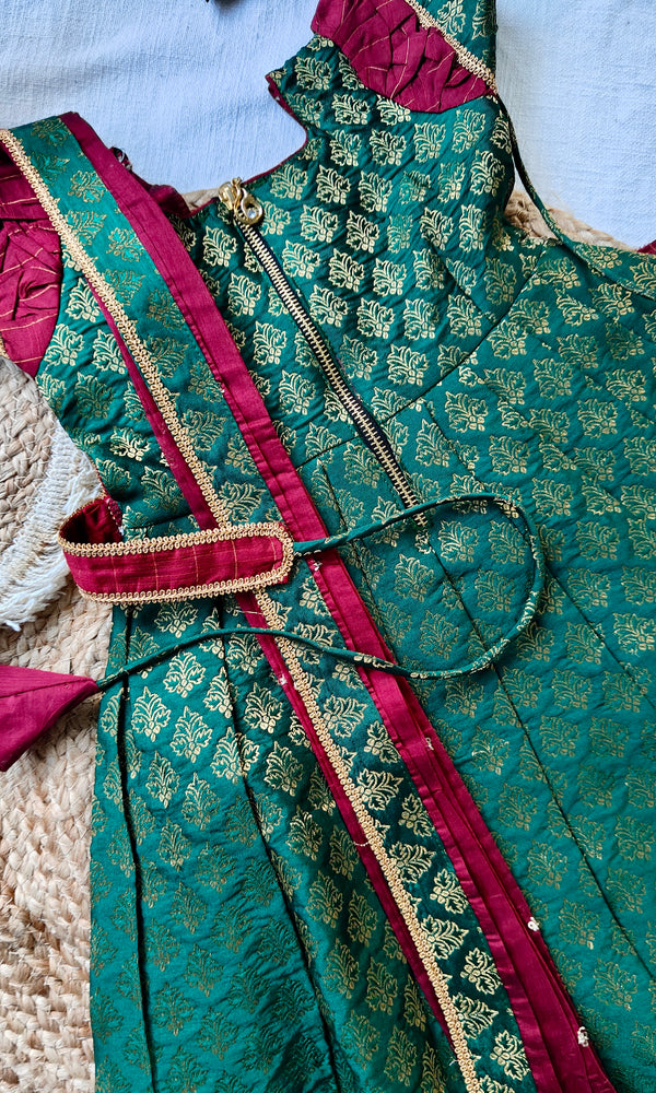 Athira Green & Maroon frock Mini