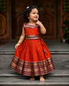 Malathi Orange Checks Lehenga Mini (Set of 2 )