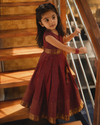 Venba Maroon Chettinad Cotton Lehenga Mini (Set of 2 )