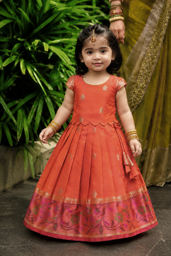 Aruvi Orange Lehenga Mini (Set of 2 )