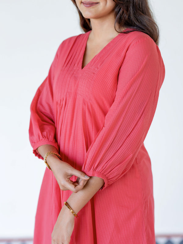 Tomato Tint Handloom A-line Kurta (PR)