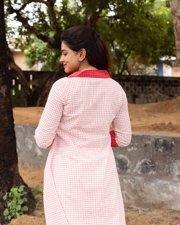 Brick Checks Aline Kurta (PR)