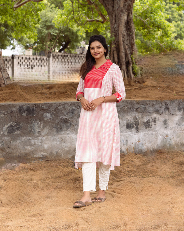 Brick Checks Aline Kurta (PR)