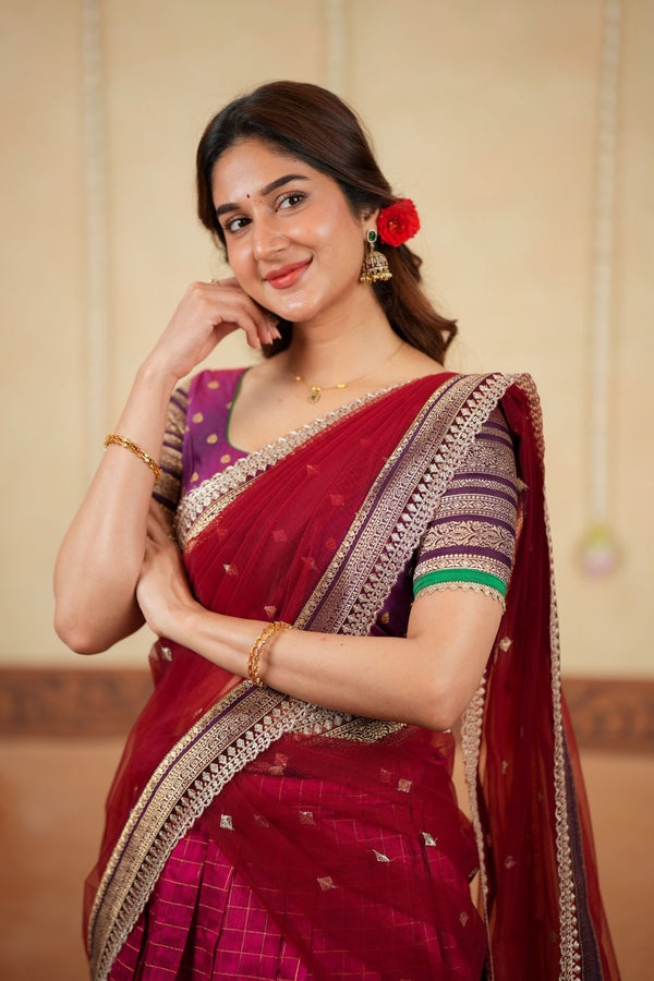 Navya Magenta Halfsaree (Set of 3)
