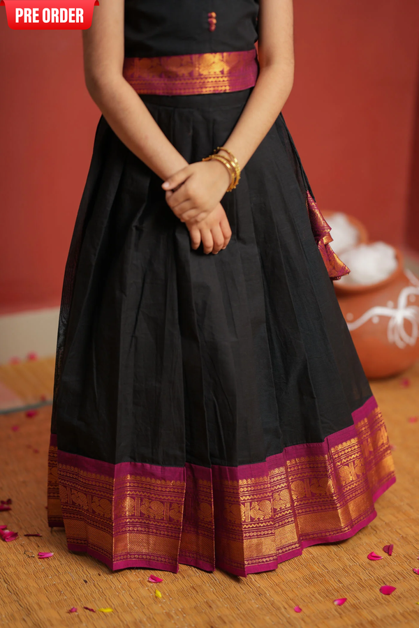 Tamizh Black Lehenga Mini (Set of 2)