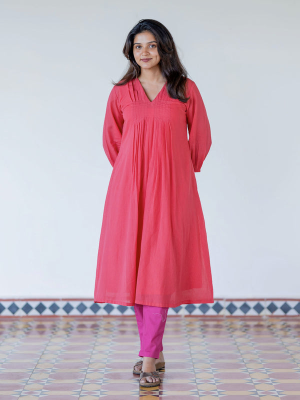 Tomato Tint Handloom A-line Kurta (PR)