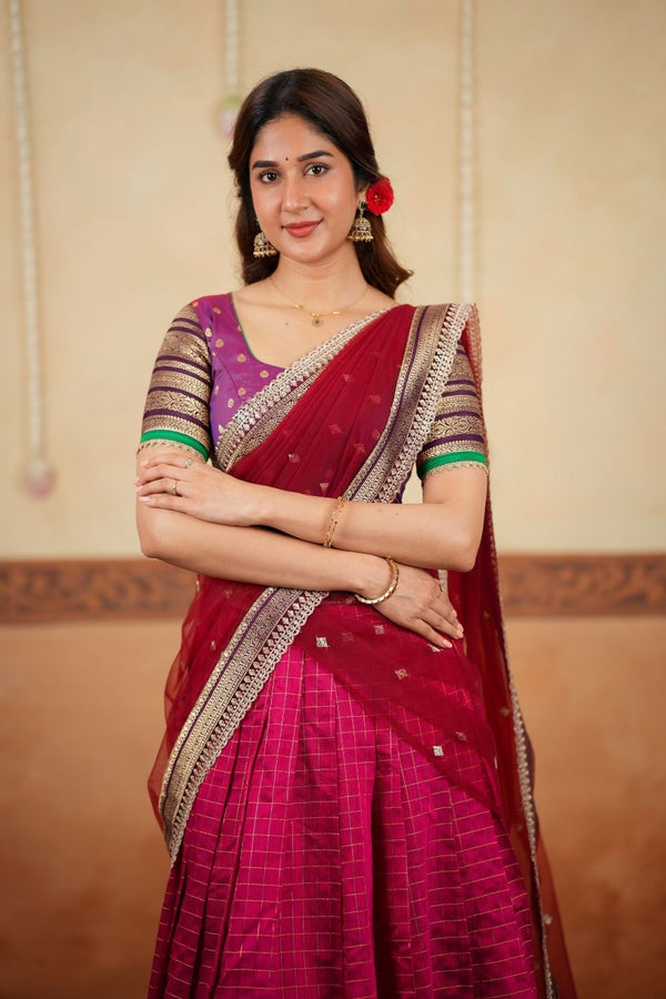 Navya Magenta Halfsaree (Set of 3)