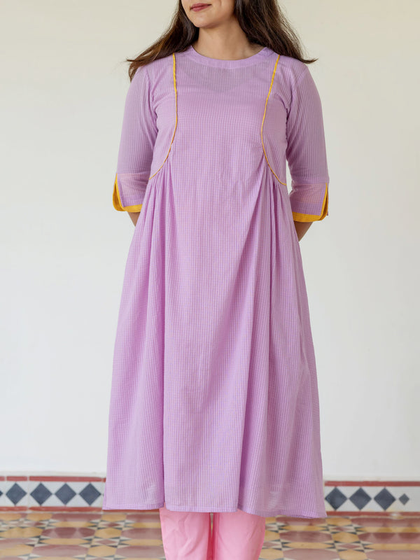 Lavender Lychee Handloom A-Line Kurta (PR)