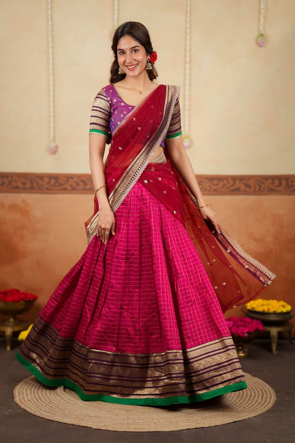 Navya Magenta Halfsaree (Set of 3)