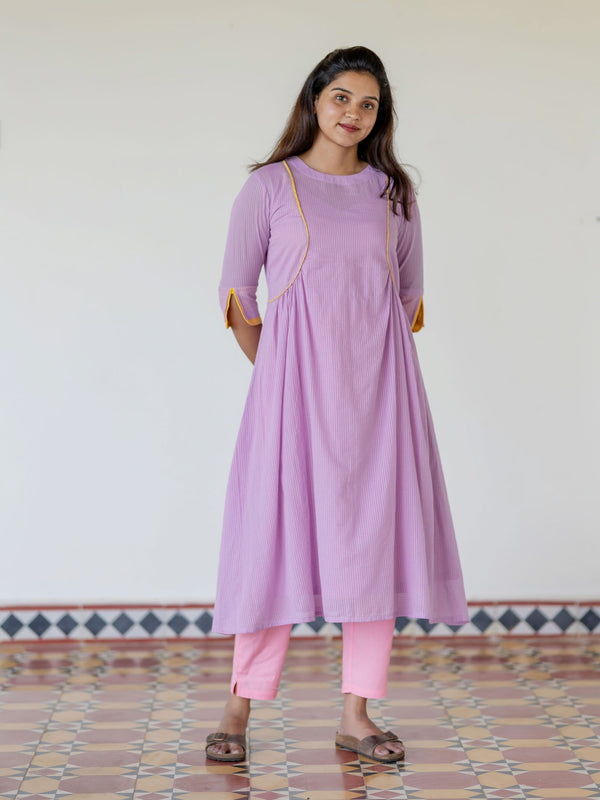 Lavender Lychee Handloom A-Line Kurta (PR)