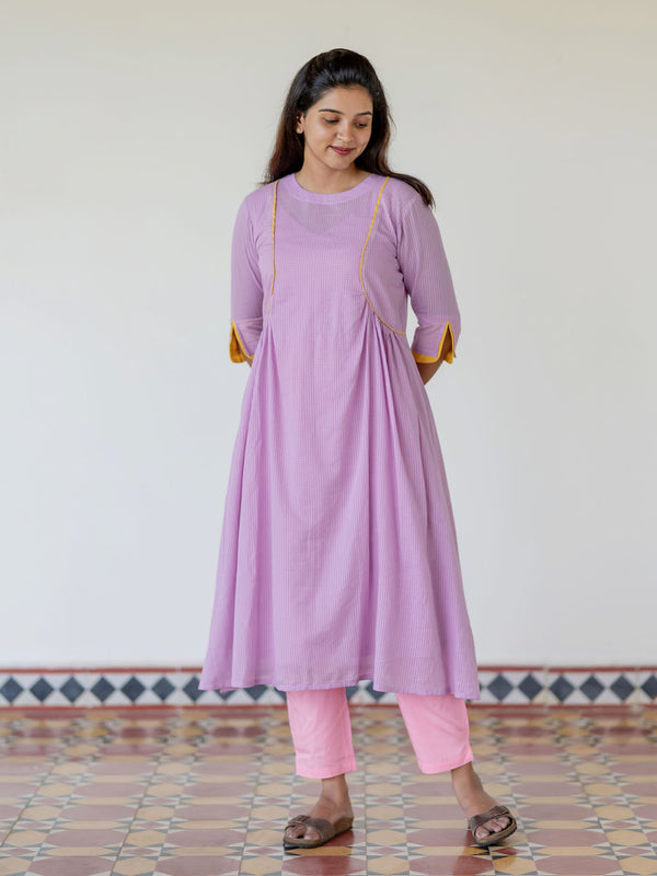 Lavender Lychee Handloom A-Line Kurta (PR)