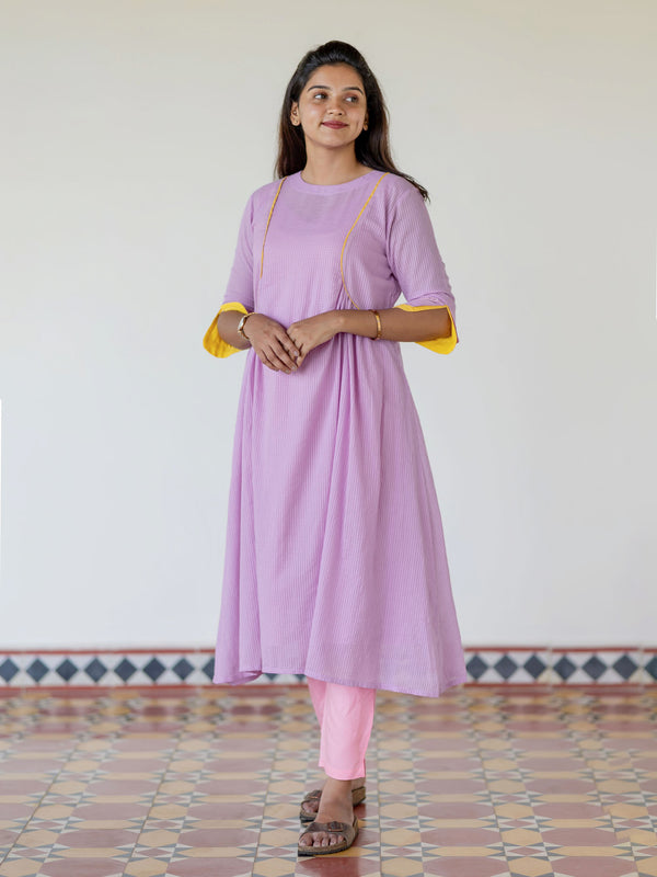 Lavender Lychee Handloom A-Line Kurta (PR)