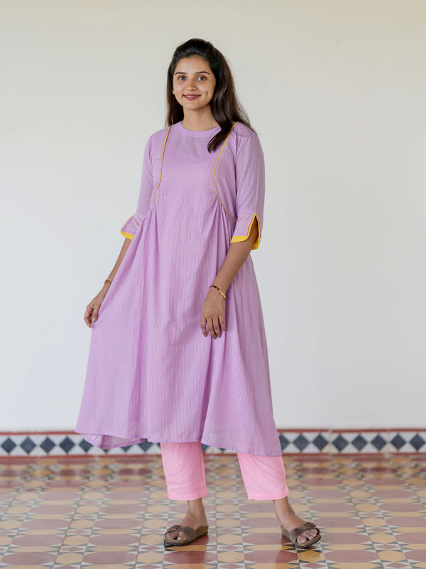 Lavender Lychee Handloom A-Line Kurta (PR)