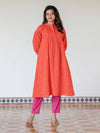 Handloom Saffron Swing A-Line Kurta (PR)