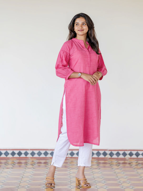 Lotus Pink Handloom Kurta (PR)