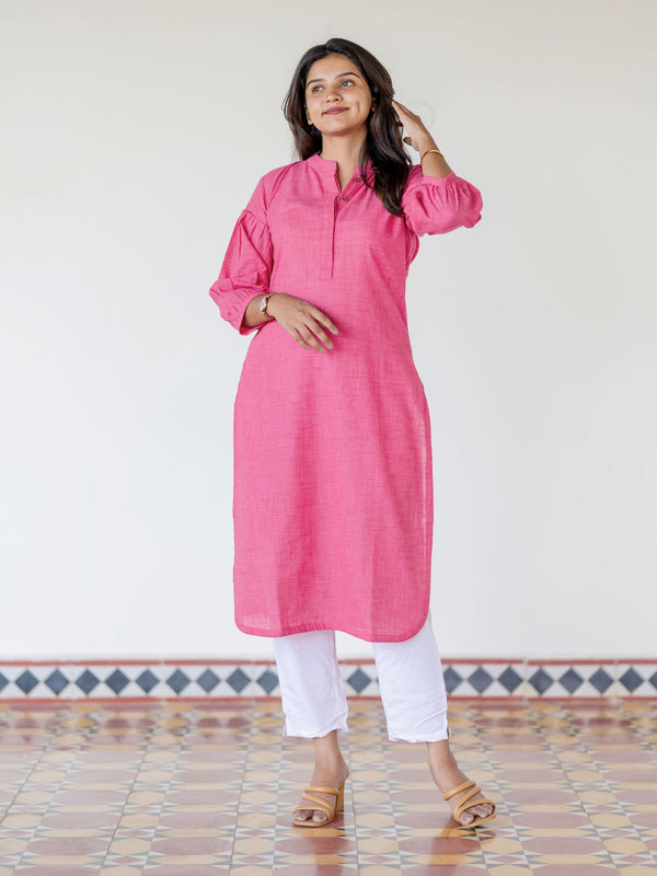 Lotus Pink Handloom Kurta (PR)