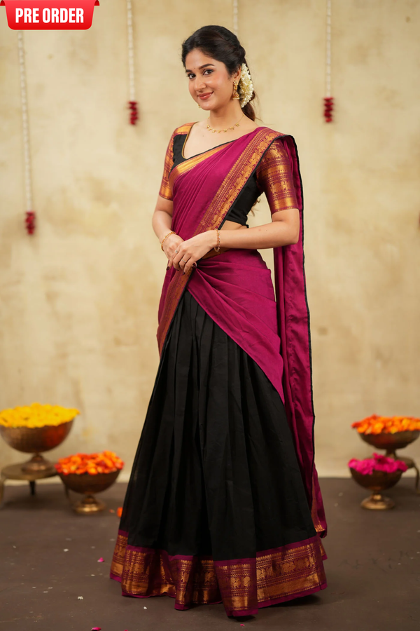 Tamizh Black Halfsaree with Lehenga Mom & Me