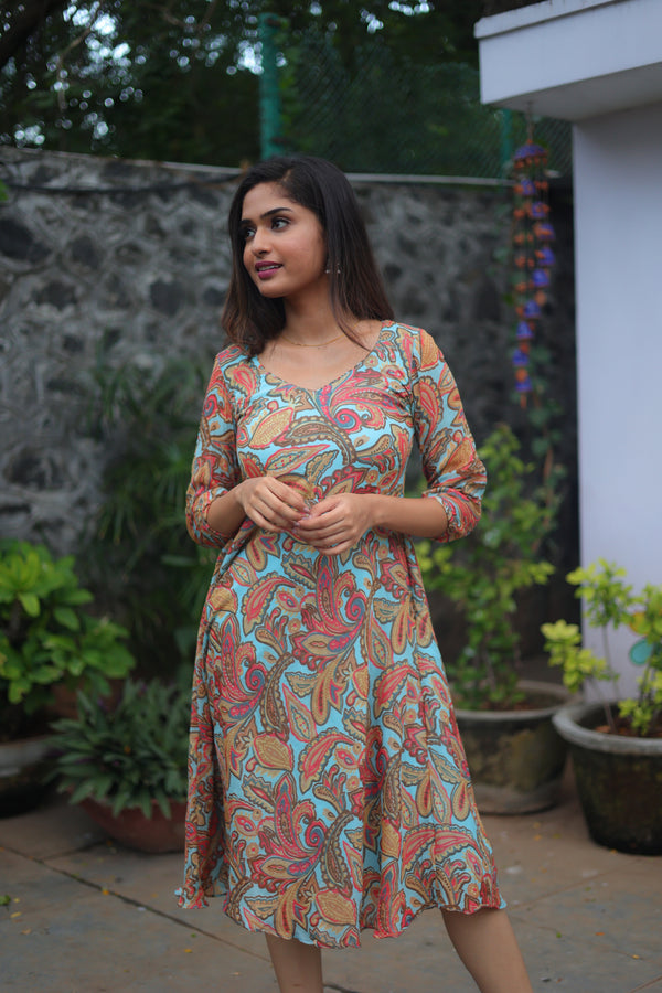 GRG - Myra Aqua Paisley Dress - S only