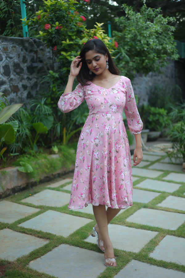 GRG - Myra light pink georgette dress - S only