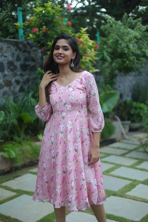 GRG - Myra light pink georgette dress - S only