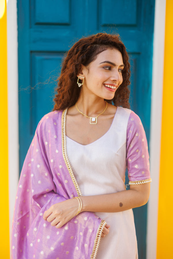 IMD - Zeena White with Lilac (Set of 2)