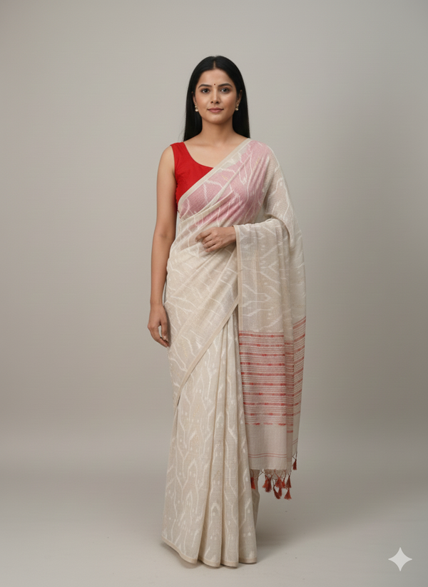 Rose Beige Mul Mul Cotton Saree