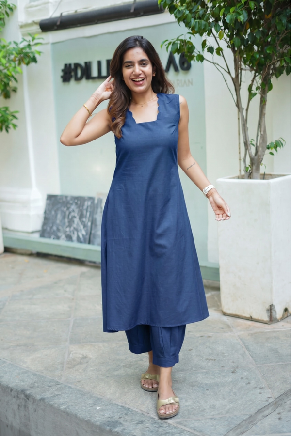 Oviya Navy Blue Co - Ords ( Set of 2 )