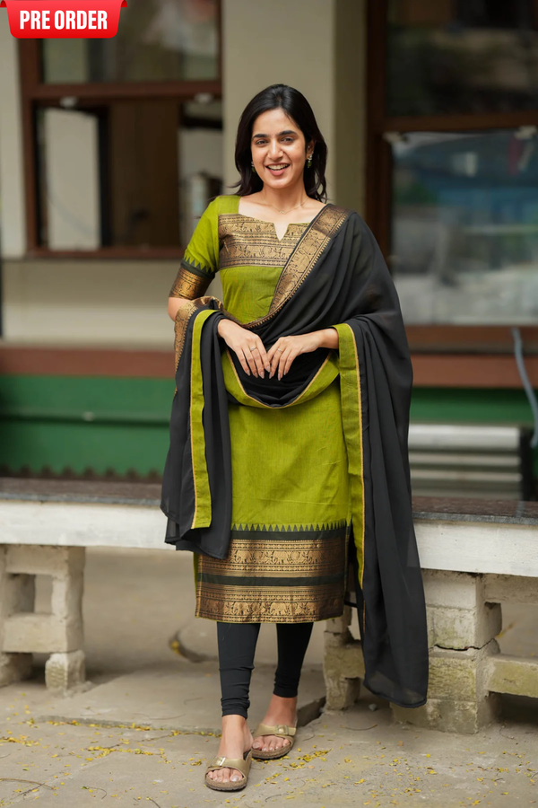 Prisha Olive Green Kurti Set (Set of 2)