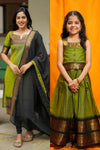 Prisha Olive Green Kurti with Lehenga Mom & Me