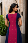 Aadhini Navy Blue Narayanpet Cotton Kurta