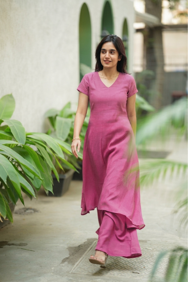 Nandhitha Pink Kurta Set ( Set of 2)