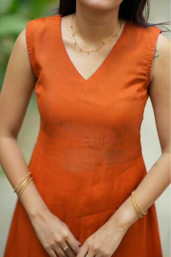 Nandhitha Rust Orange Kurta Set ( Set of 2)