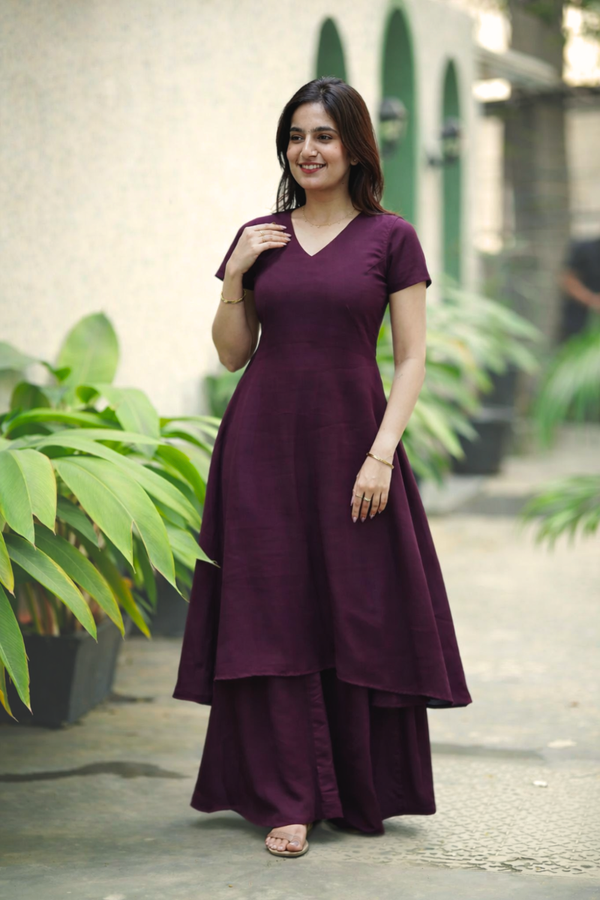 Nandhitha Wine Kurta Set ( Set of 2)