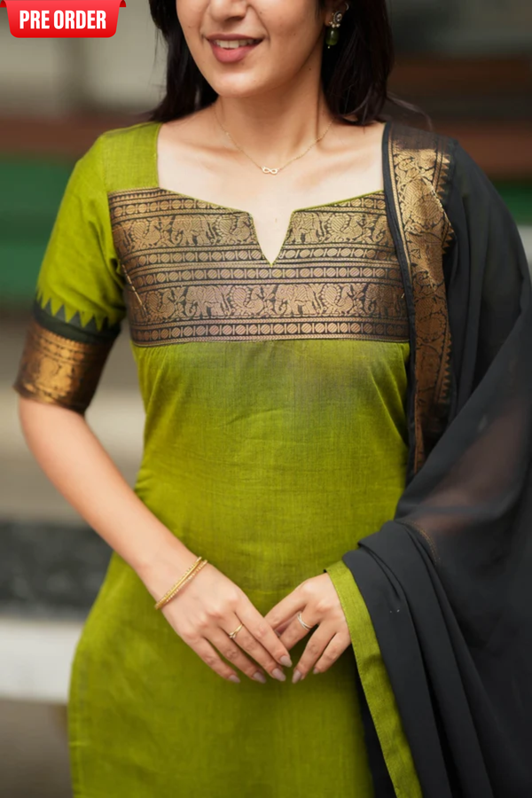 Prisha Olive Green Kurti Set (Set of 2)