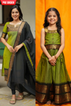 Prisha Olive Green Kurti with Lehenga Mom & Me