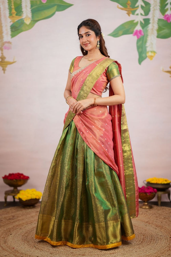 Tanisha Green Halfsaree (Set of 3)