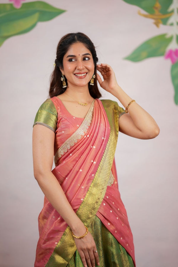 Tanisha Green Halfsaree (Set of 3)