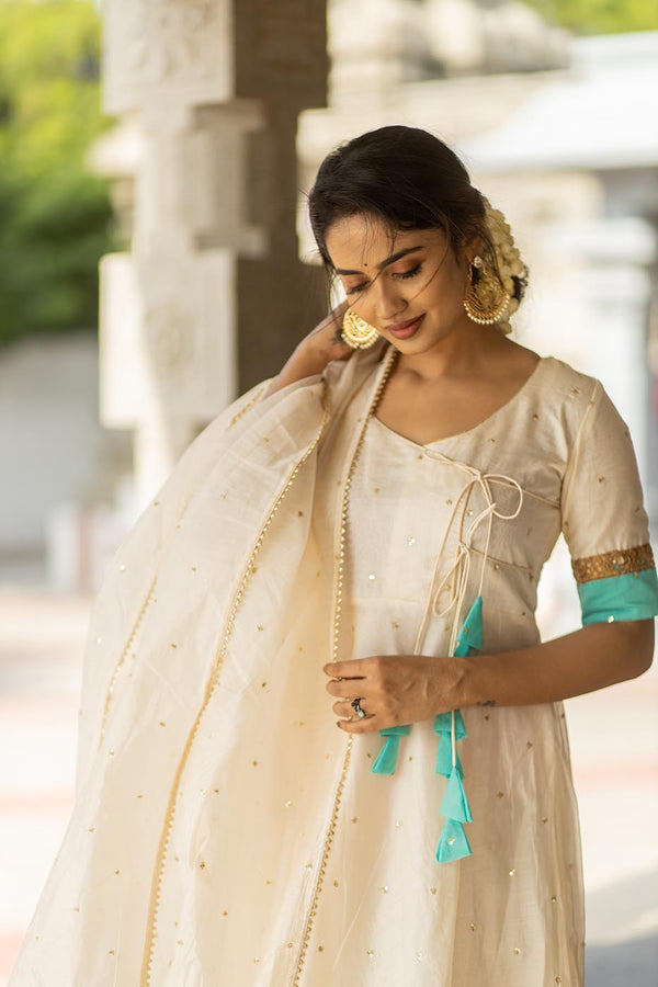 IMD - Kayalvizhi Ivory and Aqua Dress
