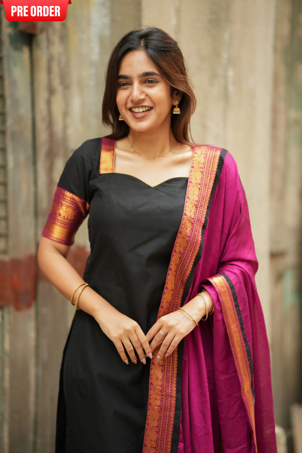 Tamizh Black Kurti Set (Set of 2)