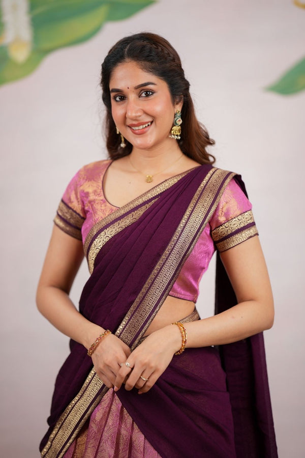Tanisha Pink Halfsaree (Set of 3)