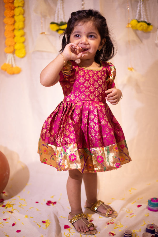 IMD - Smriti Magenta Brocade with Paithini Border Mini