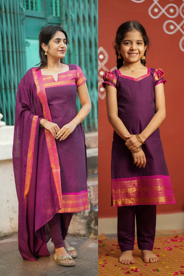 Tamizh Violet Kurti Mom & Me