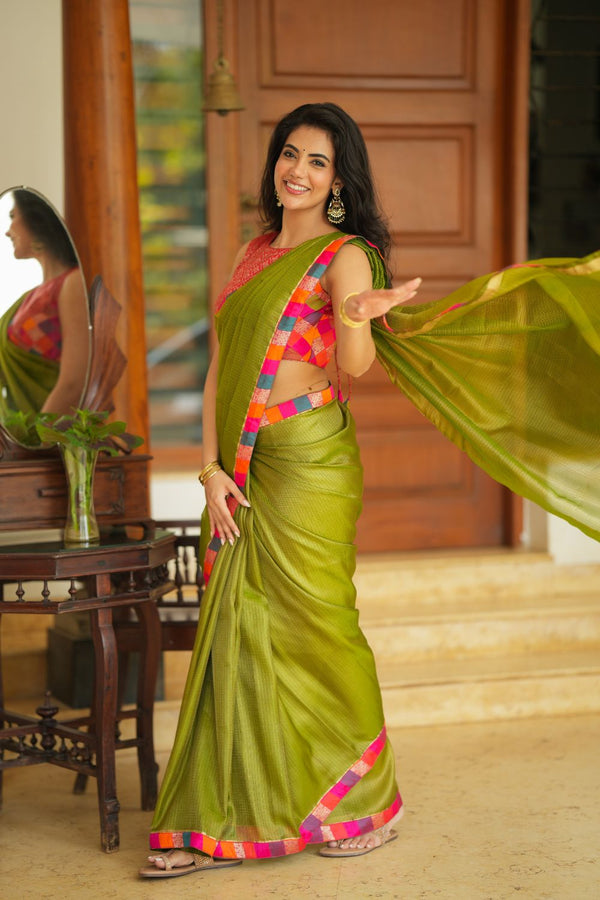 Mayilini Green Saree (Set of 2)