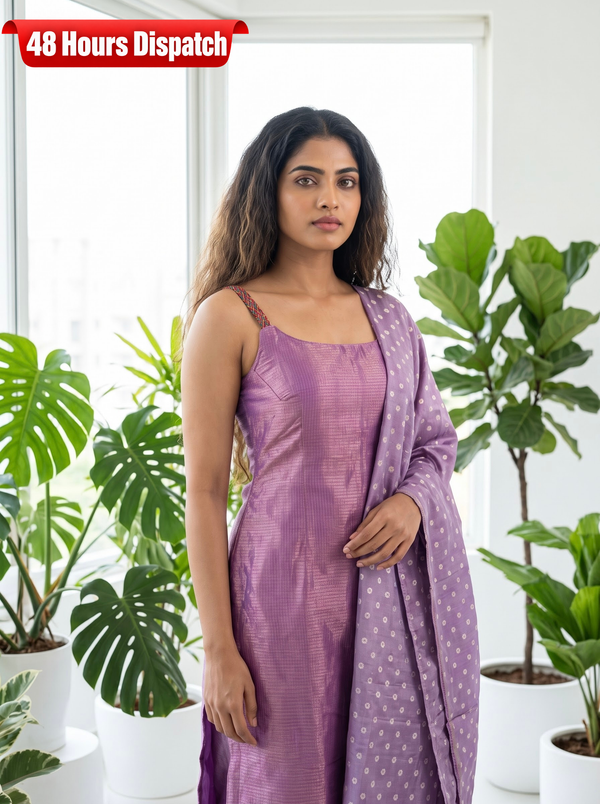 Mayilini Lilac Shimmer Kotta Spaghetti Kurti Set ( Set of 2 )