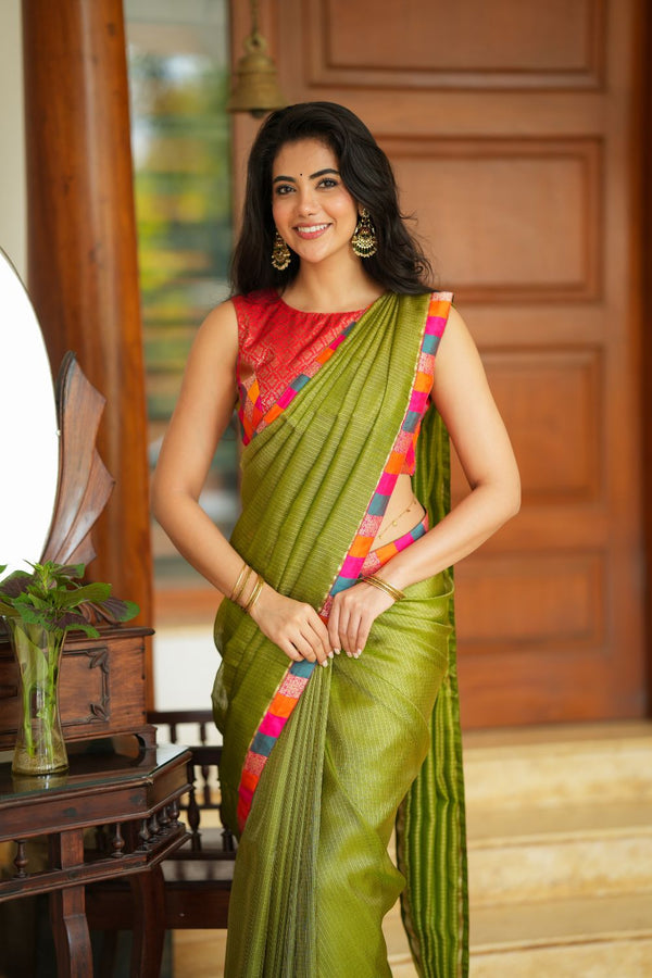 Mayilini Green Saree (Set of 2)