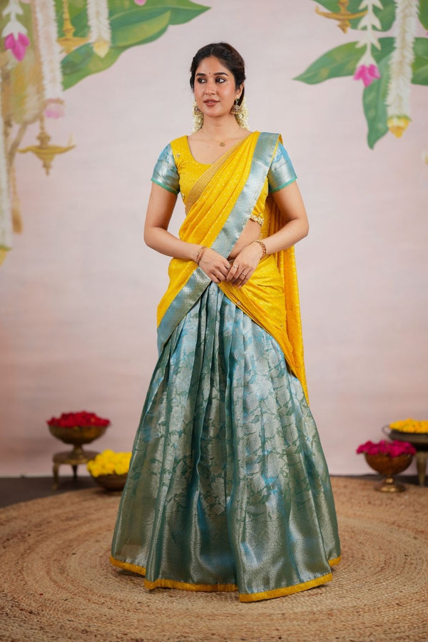 Nethra Aqua Blue Halfsaree (Set of 3)