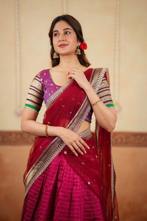 Navya Magenta Halfsaree (Set of 3)